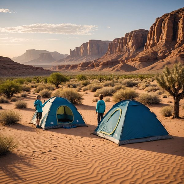 Quels sont les conseils pour un camping en région désertique avec des enfants?